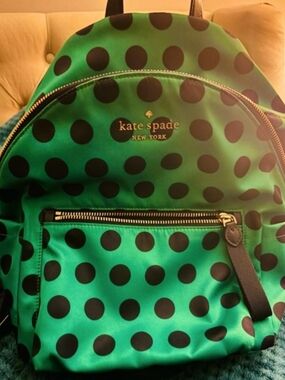 kate spade Green and Black Polka Dot Backpack